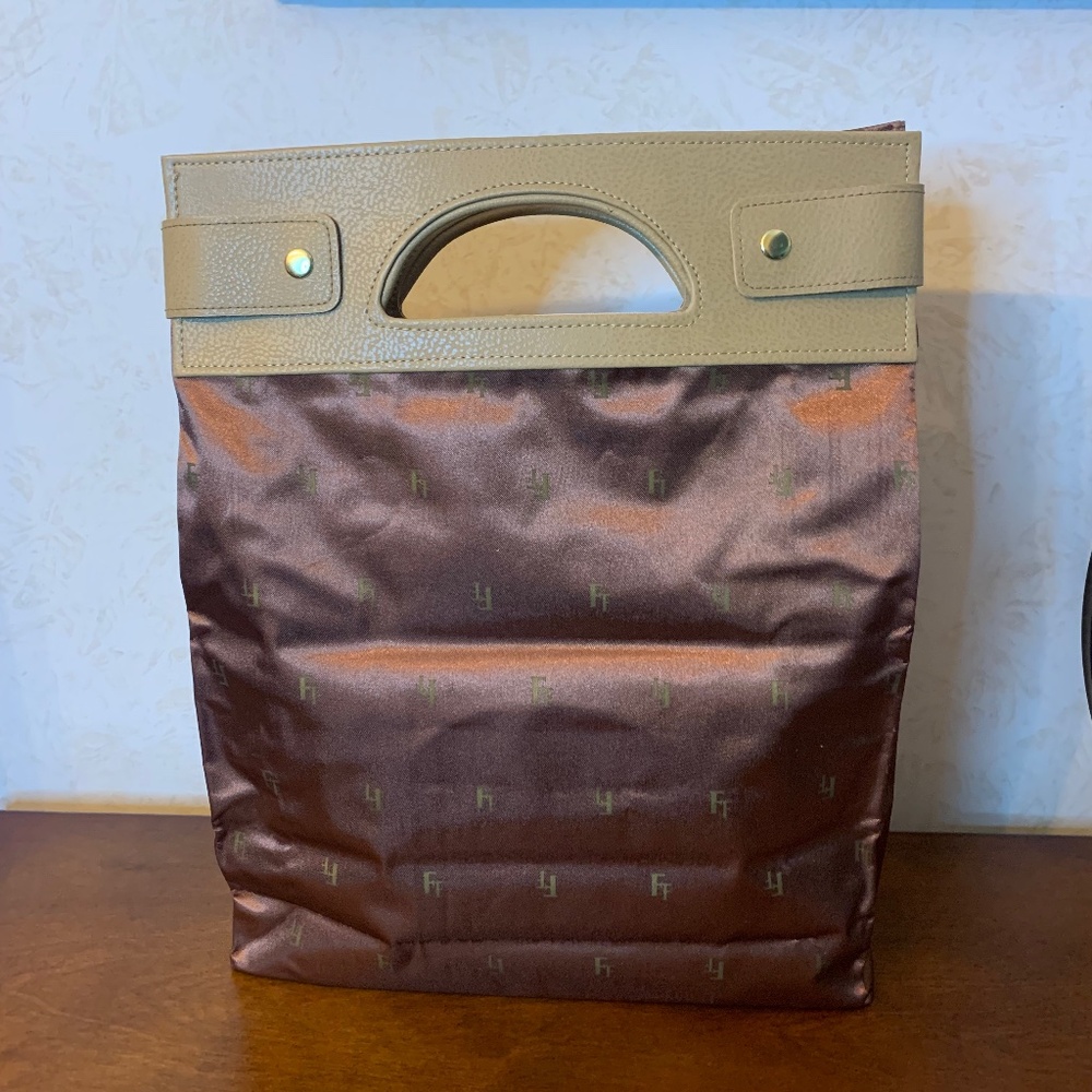 Fashion Fair Brown Fold Away Cosmetic Tote Bag